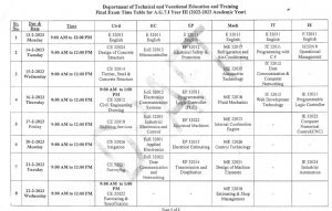 2022-2023 academic year (third year) course, Announcing the second semester exam schedule